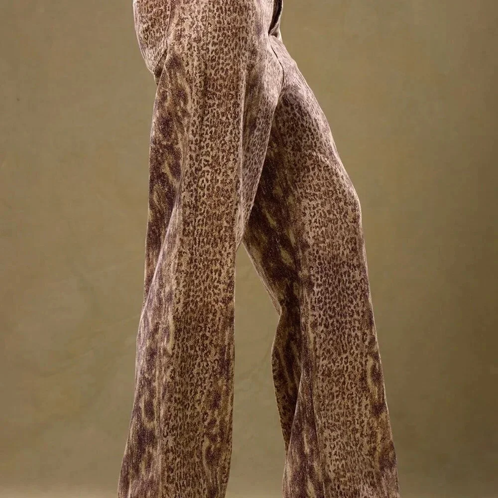 Multicolor Casual Women's Low Rise Snakeskin Denim Trousers - Picture 4 of 5